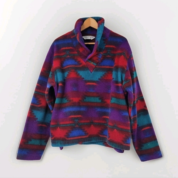 Little Big Horn Fleece Pullover Men's Medium Retro Vintage Wild West Low Pile - Picture 1 of 15